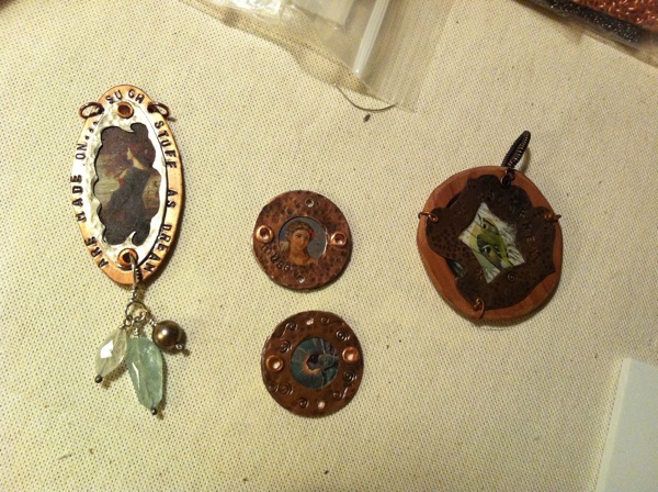 copper frames pendants
