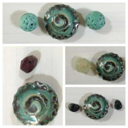 Craft Supplies 5 Disc Bead Sets handmade Beads Ceramic Beads Marsha Neal  Studio DIY Jewelry Supplies Porcelain Stoneware Ceramic 